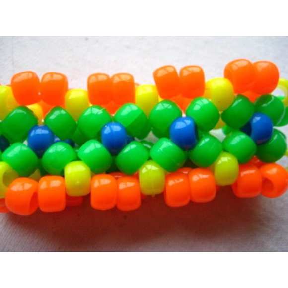 4 Neon Kandi Daisy Bracelet Mini Kandi Cuffs Rave Ready - Picture 2 of 6